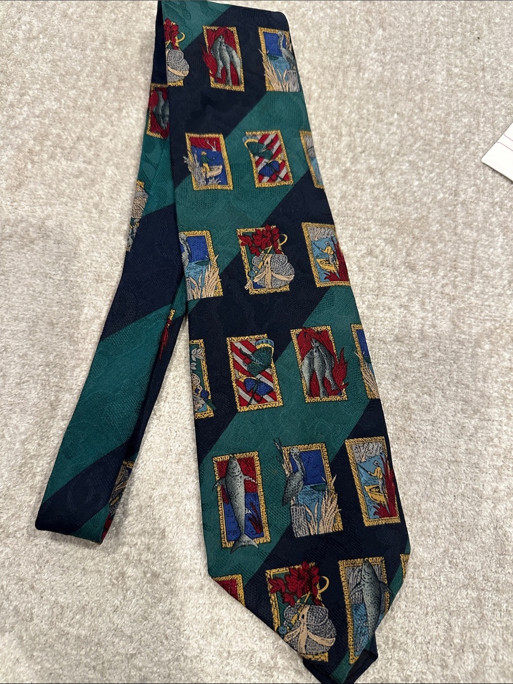 Harve Benard Green and Navy Patterned Men’s Tie